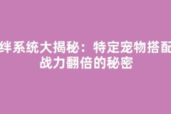 羁绊系统大揭秘：特定宠物搭配让战力翻倍的秘密