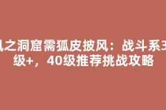 风之洞窟需狐皮披风：战斗系30级+，40级推荐挑战攻略